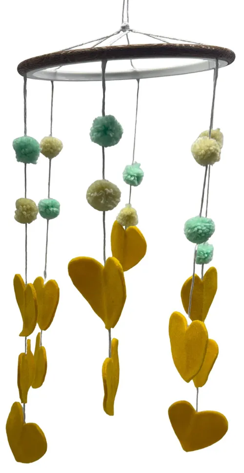 Pom Pom & Yellow Heart Baby Mobile