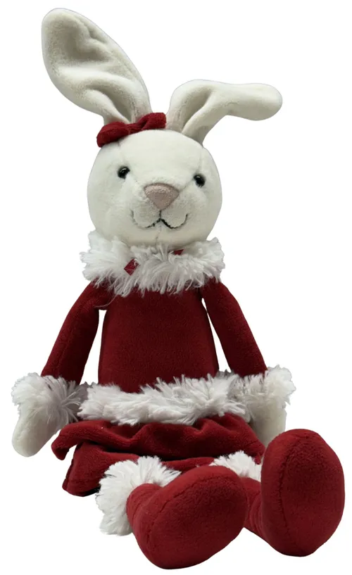 White Bunny Rabbit With Red Dress Stuffed Animal