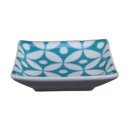 Comic Book Blue & White Patterned Square Pinch Bowl