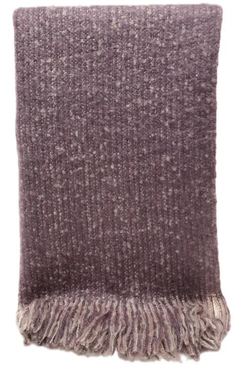 Soft Purple Plum & Mauve Knit Throw Blanket With Fringe Trim