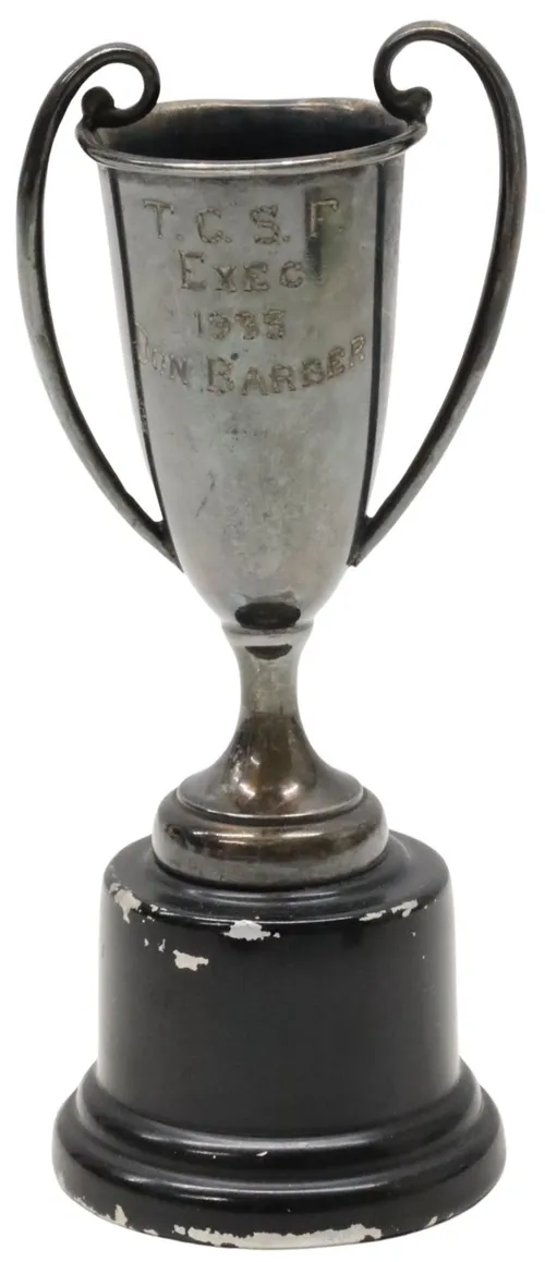Vintage Miniature Trophy Cup On Black Base - E