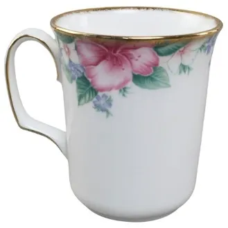 White Gold Rimmed Floral Mug