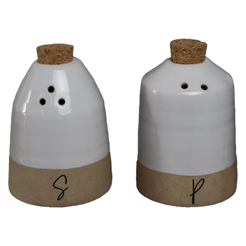 White Gloss & Sand Base Salt & Pepper Shaker Set