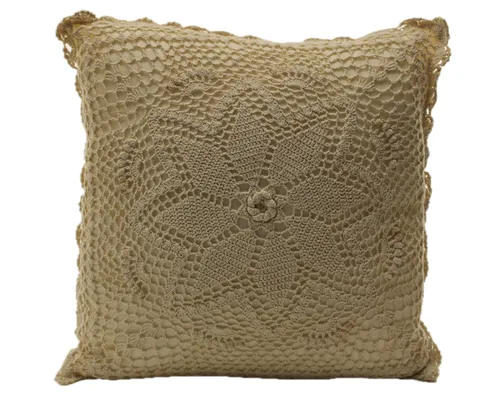 Light Beige Crochet Knit Throw Pillow