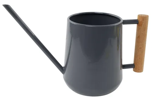 Wood Handle Grey Tin Watering Can
