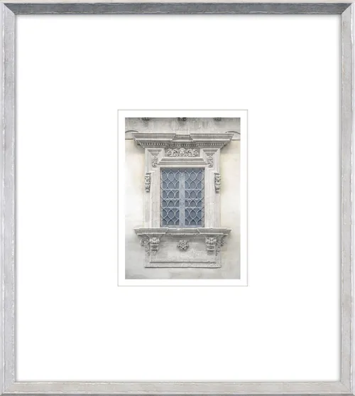 Soft Toned Architectural Window Photograph With Silver Frame
