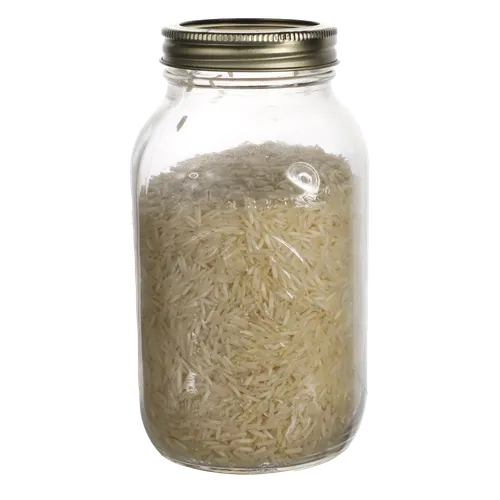 Clear Mason Jar With White Rice