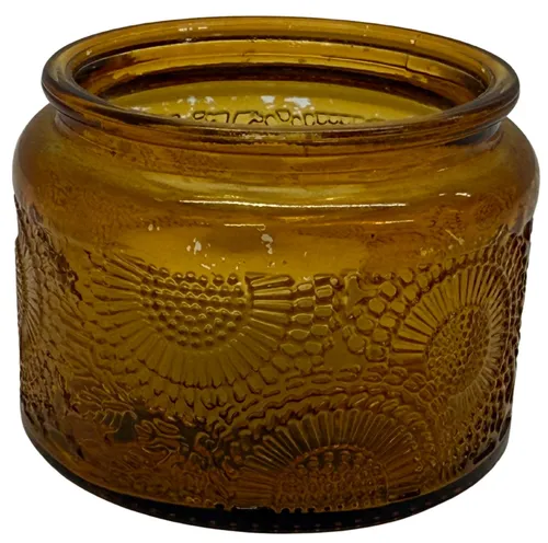 Amber Embossed Glass Candle