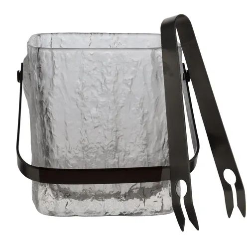 Frozen Glass Ice Bucket With Tongs