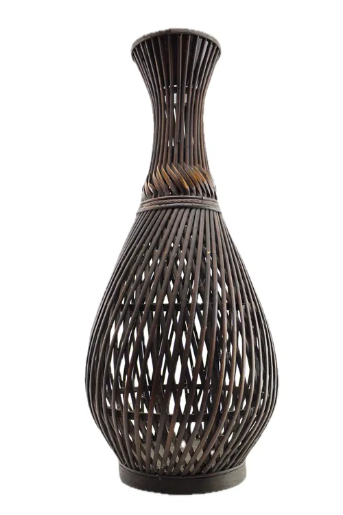 Dark Wood Bent Reed Decorative Planter Vase