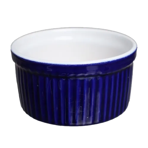 Royal Blue Vertical Stripe Ceramic Ramekin