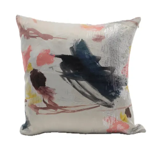 Silver & Pastel Abstract Painter's Throw Pillow