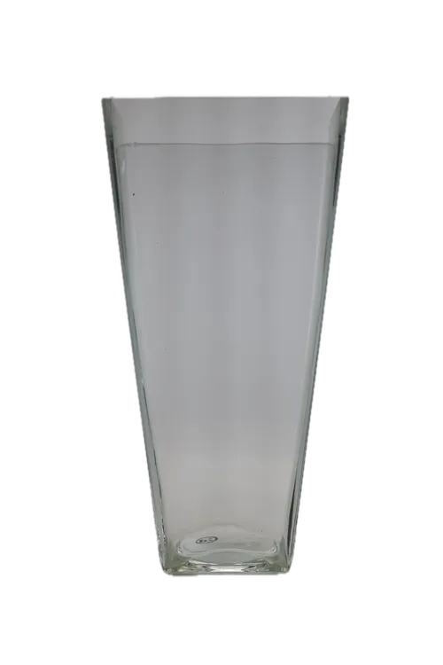 Rectangular Tapered Clear Glass Vase
