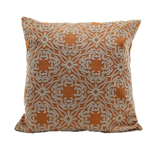 Peru Orange Cream Damask Throw Pillow