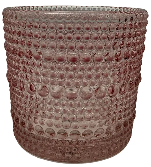 Light Pink Pebbled Glass Candle Holder