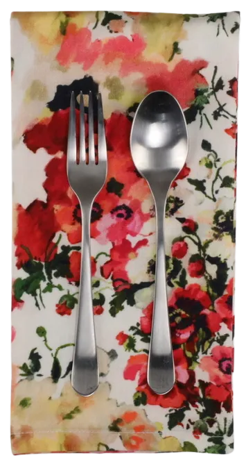 White With Red & Orange & Yellow Poppies Napkin