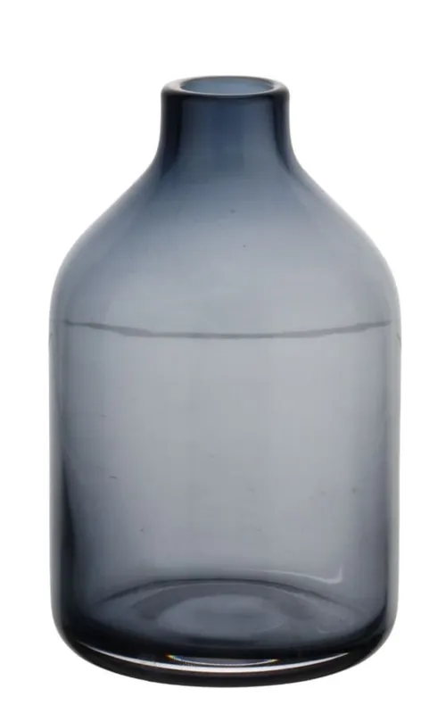 Clear Blue Glass Bottle Vase