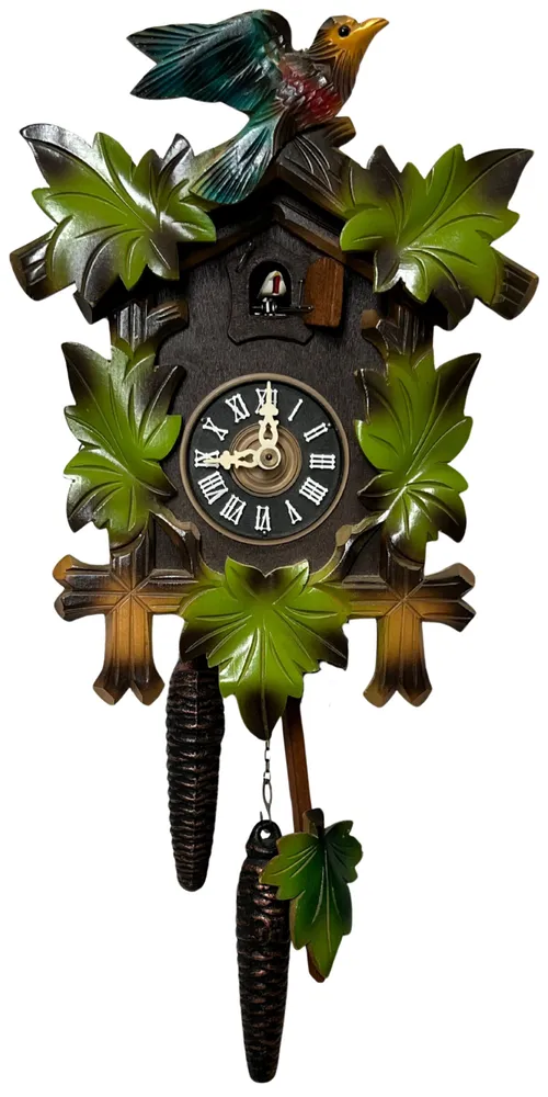 Black Forest Cuckoo Clock With Leaves & Birds