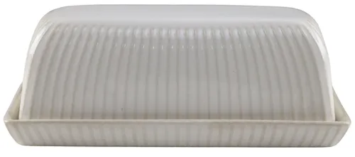 Cream Ribbed Butter Dish