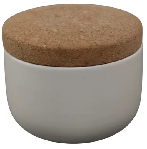 Matte White Ceramic Canister With Cork Lid
