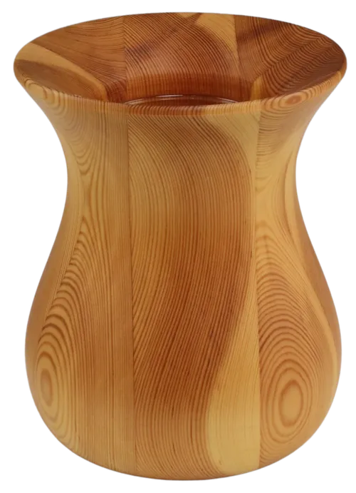 Natural Turned Wood Vase With Glass Insert
