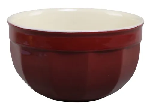 Crimson Red Fluted Ceramic Mixing Bowl