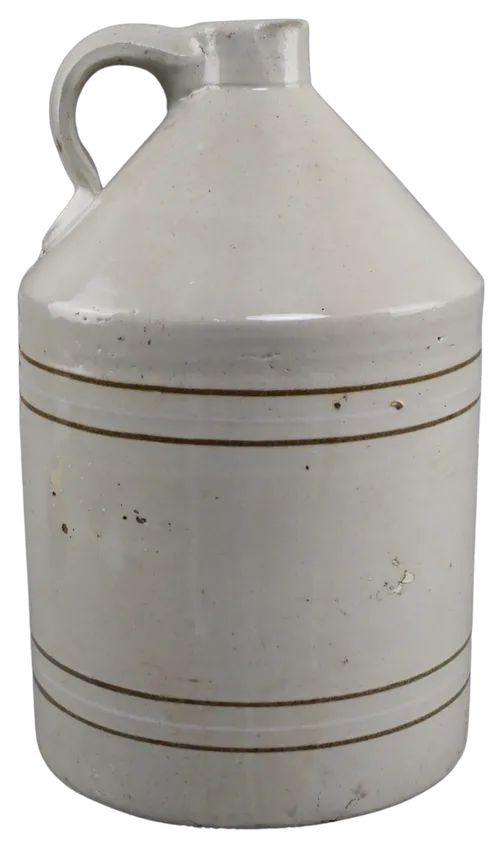 Natural Stoneware Crock Jug With Stripes