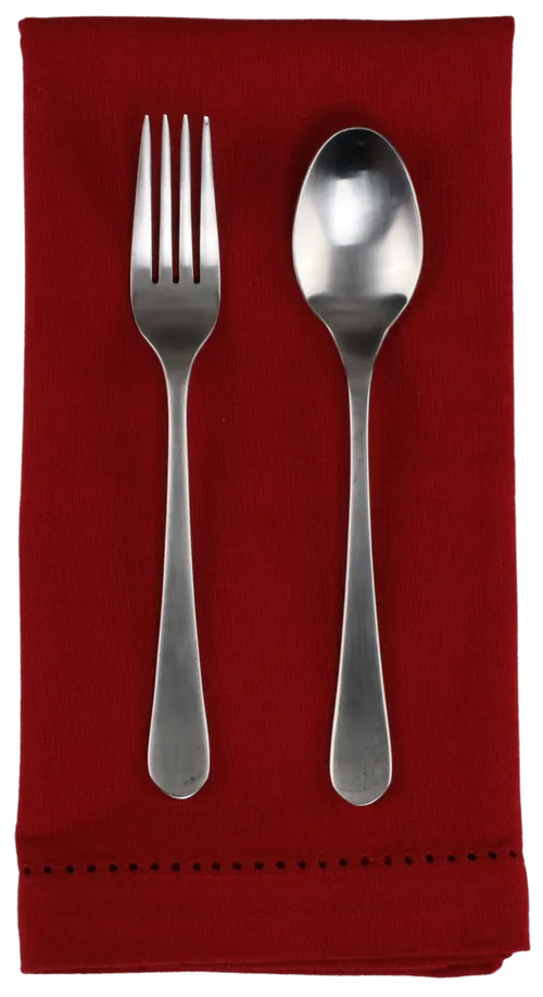 Red Napkin With Eyelet Trim