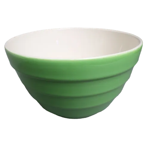 Green Ceramic Horizontal Ribbed Mixing Bowl