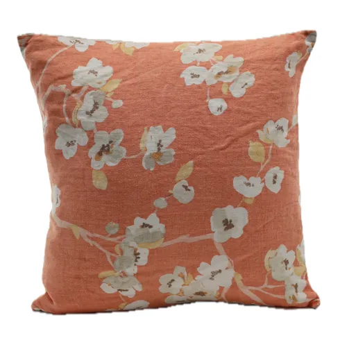 Dark Salmon Orange Florals Throw Pillow