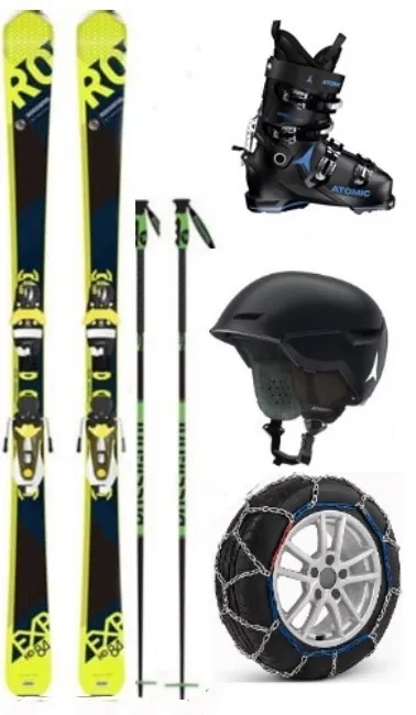 Adult Premium Skis, Boots and Poles with Snow Chains Package (ASP8)