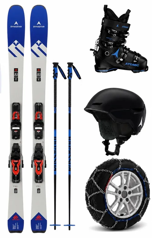 Adult Premium Skis, Boots and Poles with Snow Chains Package (ASP8)