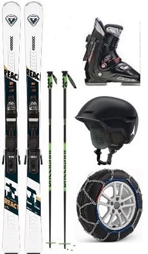 Adult Standard Skis, Boots and Poles with Snow Chains Package (ASS8)