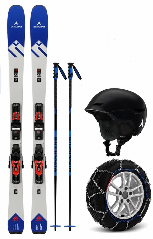 Adult Premium Skis and Poles (NO BOOTS) with Snow Chains Package (ASP7)