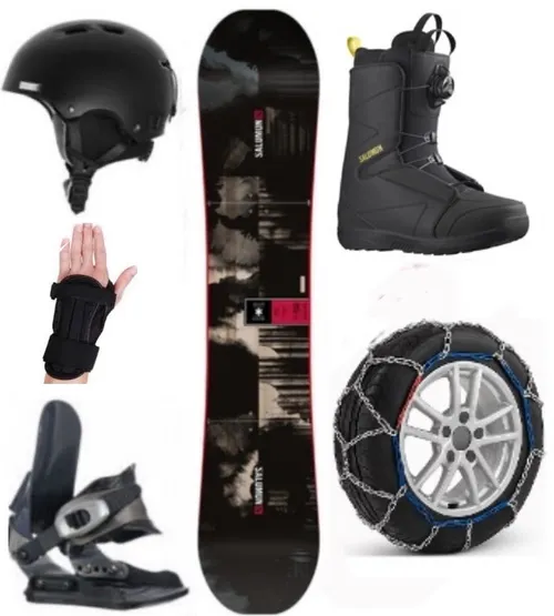 Adult Standard Snow Board and Boots with Snow Chains Package (ABS8)