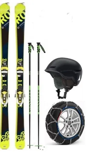 Adult Premium Skis and Poles with Snow Chains Package (ASP7)