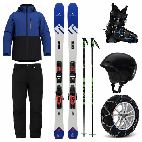 Adult Premium Skis, Boots, Poles, Jacket and Pants with Snow Chains Package (ASP9)