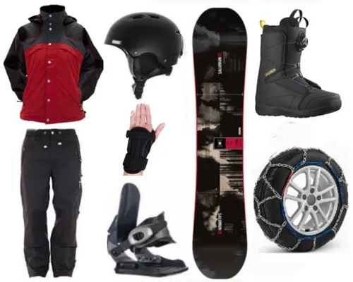Adult Standard Snow Board, Boots, Jacket and Pants with Snow Chains Package (ABS9)