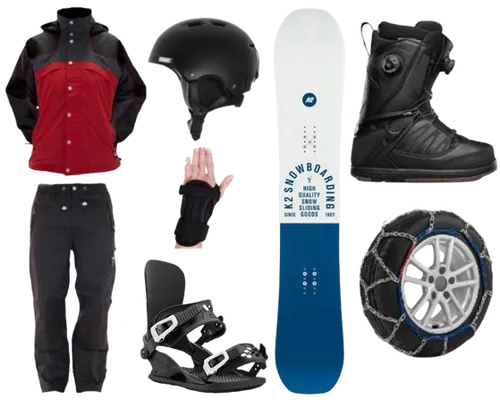 Adult Premium Snow Board, Boots, Jacket and Pants with Snow Chains Package (ABP9)