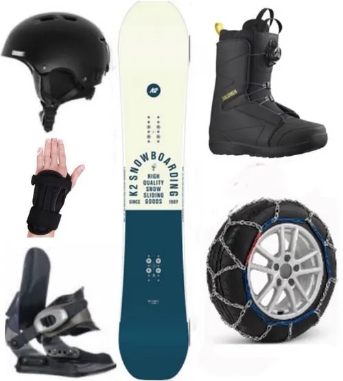 Adult Premium Snow Board, Boots with Snow Chains Package (ABP8)
