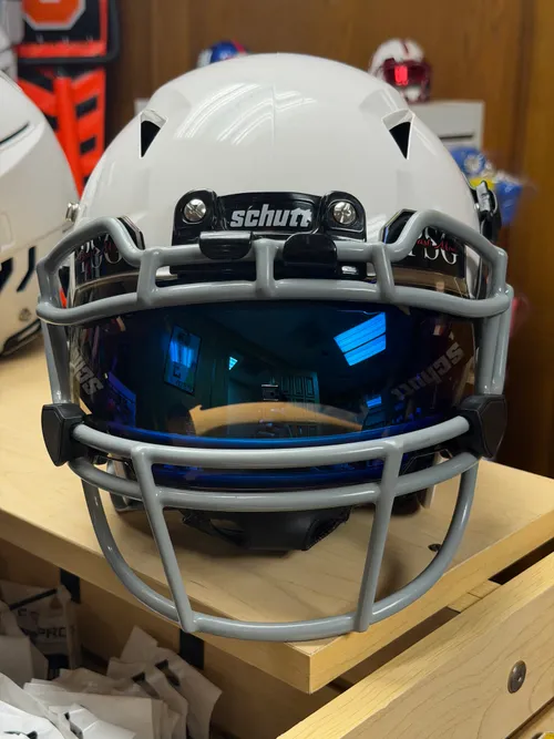 Schutt A11 Helmet with blue scoop visor (Large)
