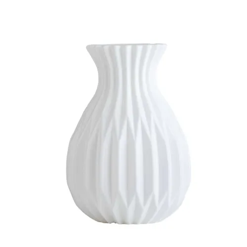 Vase - White Geometric