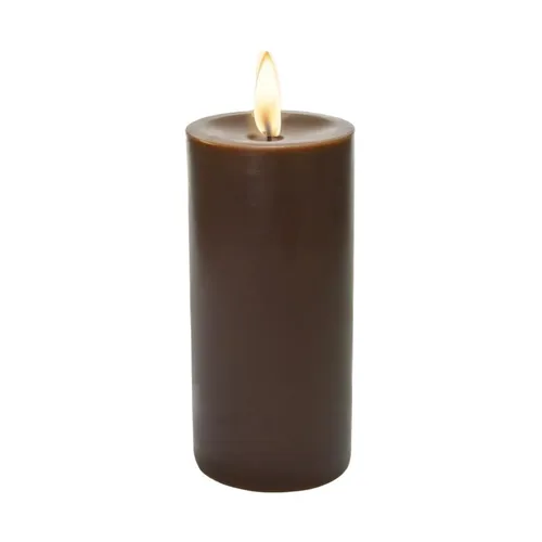 LED - Brown Wax Pillar Candle
