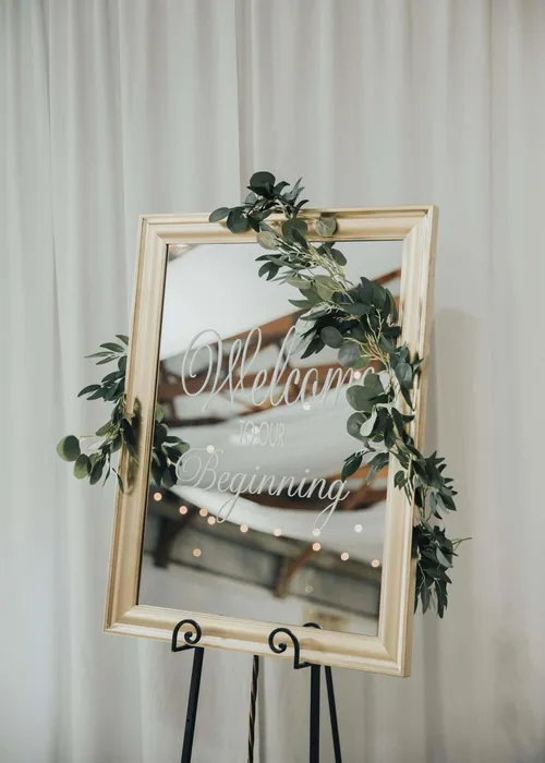 Gold Framed Mirror Welcome Sign