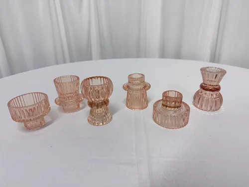 Candlestick - Light Pink Pressed Set of (6)