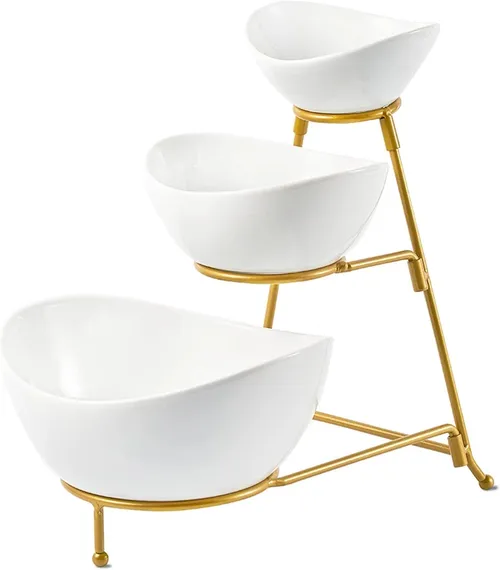 Oval Bowl Tiered Food Risers (Gold)
