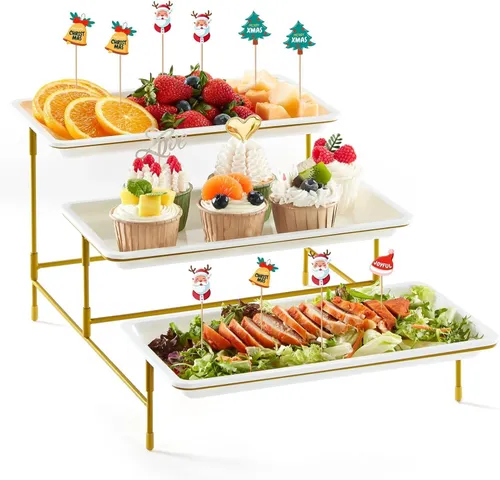 Square Plate Tiered Food Risers (Gold)