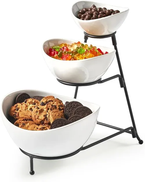 Oval Bowl Tiered Food Risers (Black)