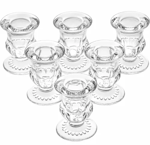 Candlestick Holder, Clear Glass (for taper candles)
