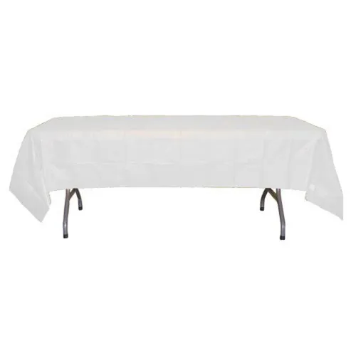 White rectangular plastic tablecloths 